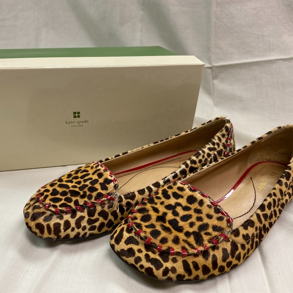 kate spade Shoes - Kate Spade Leopard Print flats with Red Stitching
